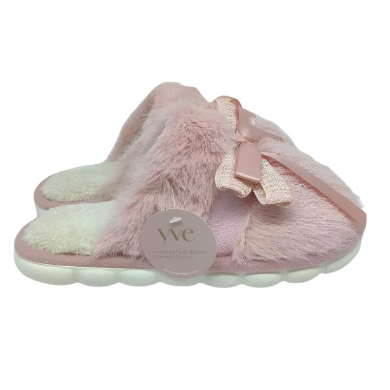 Alyssa Pink Fluffy Slippers - L-XL