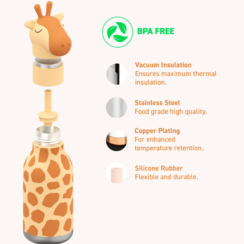 AS Bestie Bottle Giraffe Double Wall Insulated Bottle 460ML Brown