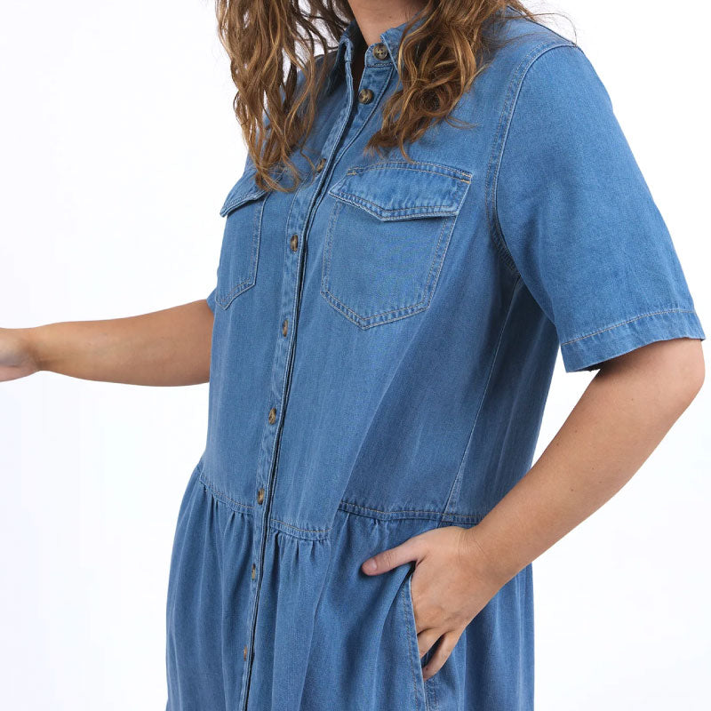 Alba Denim Dress Mid Blue Wash