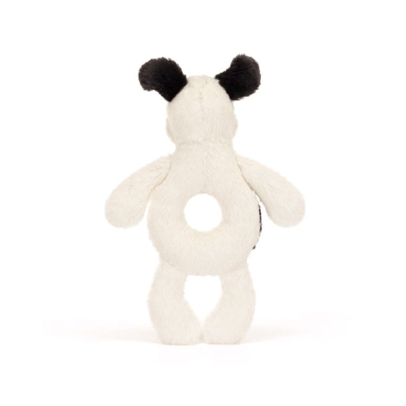 Bashful Black & Cream Puppy Ring Rattle