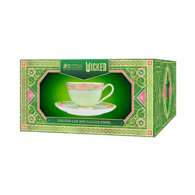 Wicked Pink Goes Good With Green Footed Cup & Saucer 200ML Elphaba