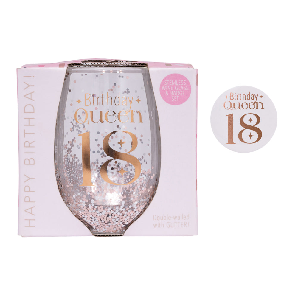 Celebration 18th Glitter Stemless Glass