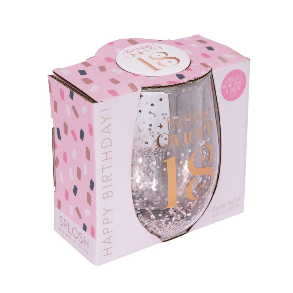 Celebration 18th Glitter Stemless Glass