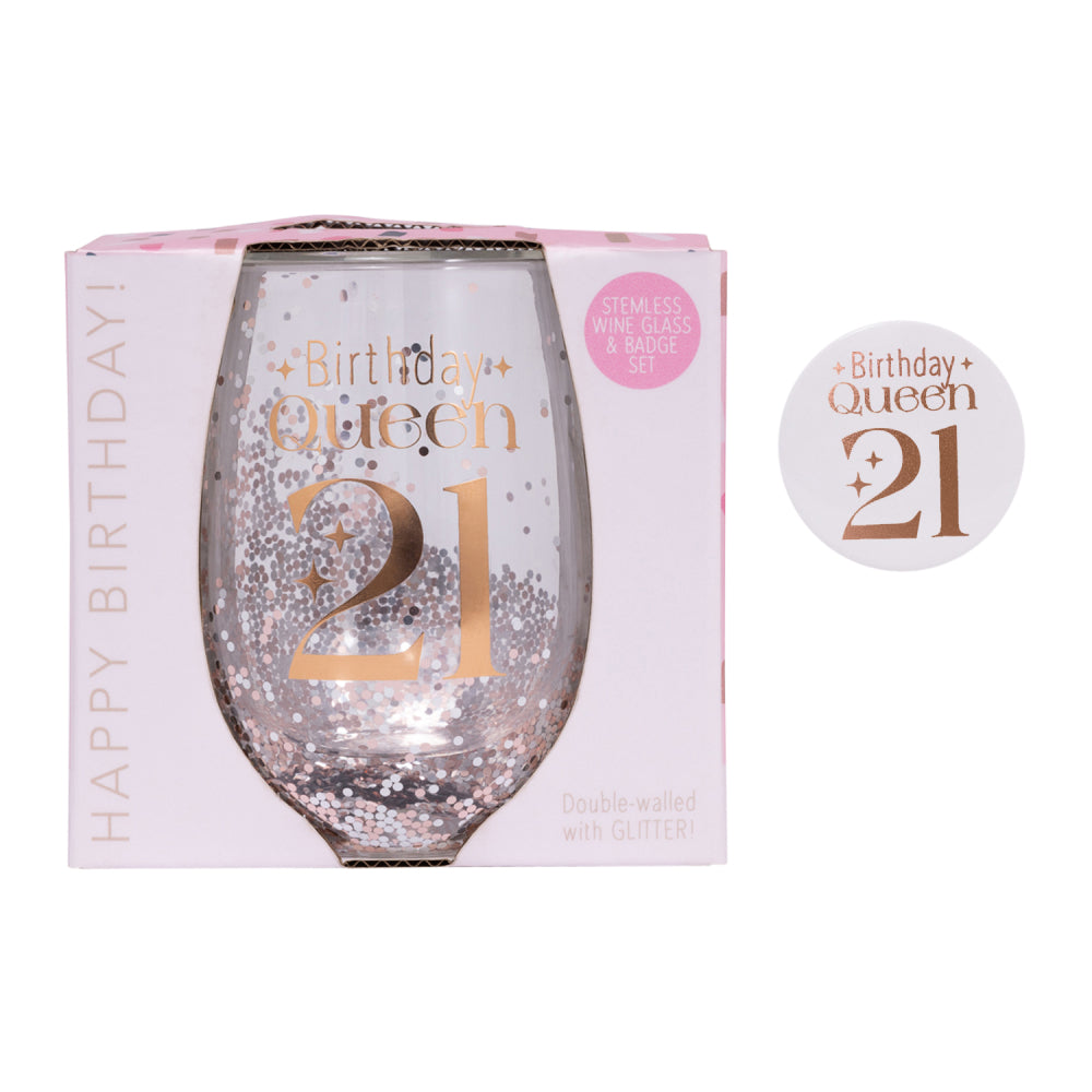 Celebration 21st Glitter Stemless Glass