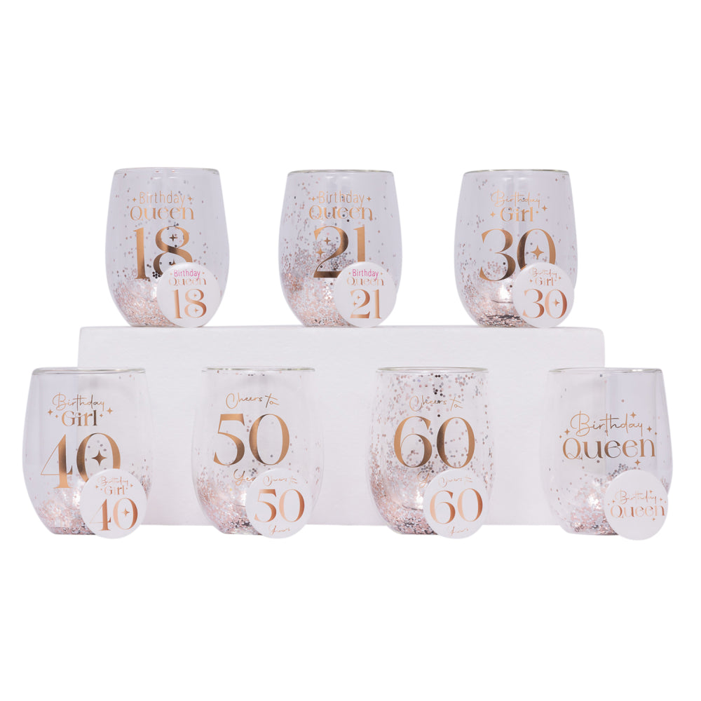 Celebration 40th Glitter Stemless Glass