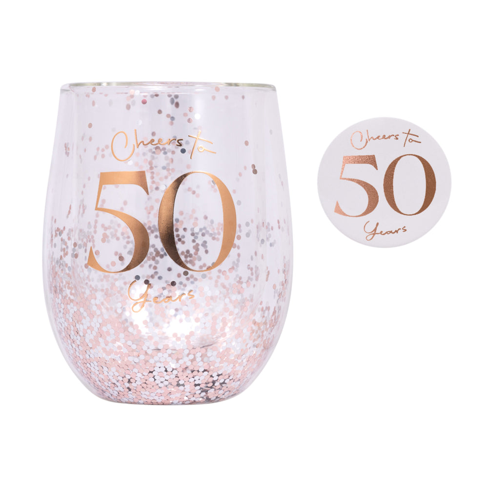 Celebration 50th Glitter Stemless Glass