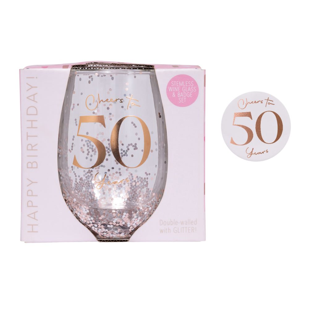 Celebration 50th Glitter Stemless Glass