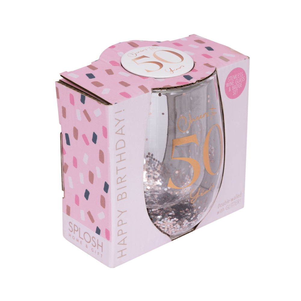 Celebration 50th Glitter Stemless Glass