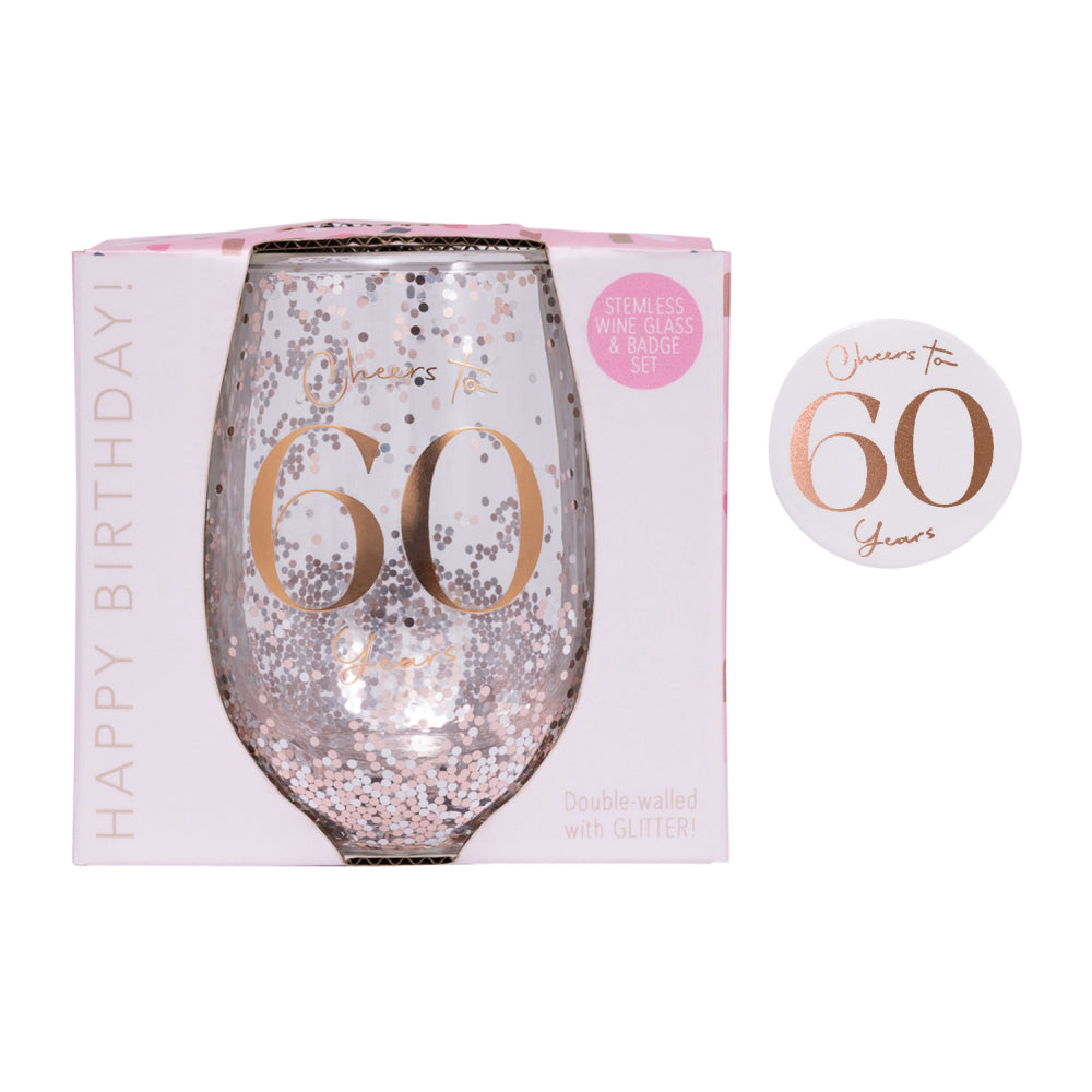 Celebration 60th Glitter Stemless Glass