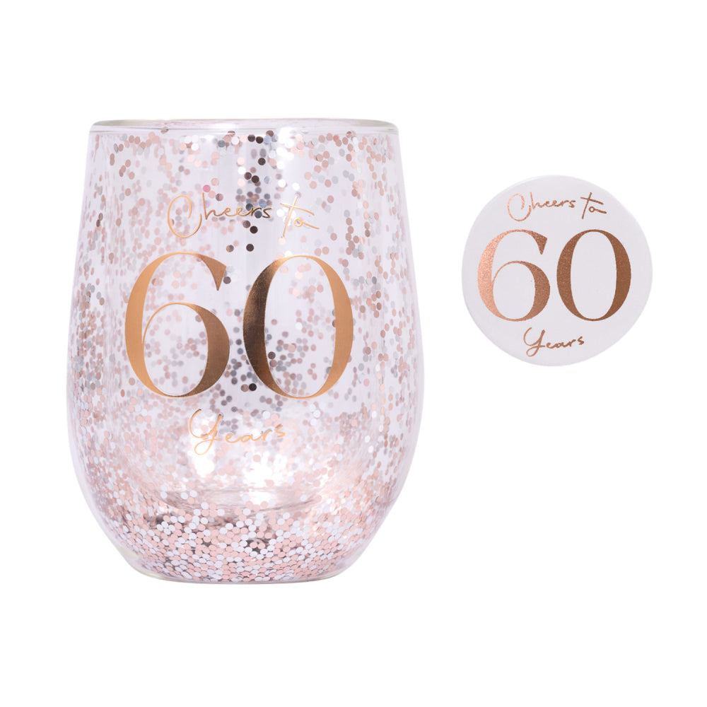 Celebration 60th Glitter Stemless Glass