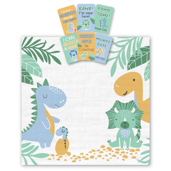 Milestone Muslin Wrap Set Dinosaurs